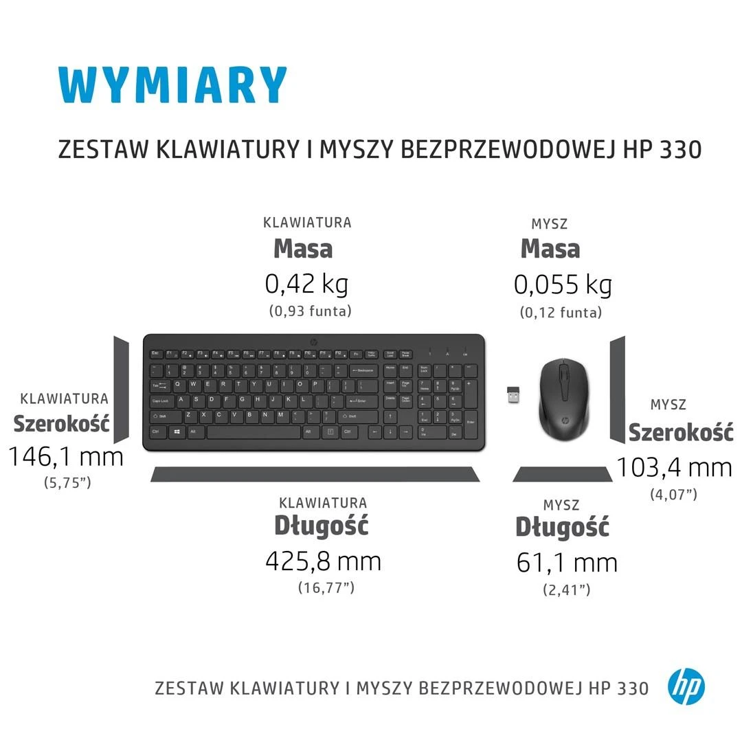 Hewlett Packard (HP) HP 330 belaidė pelė ir klaviatūra (LT)