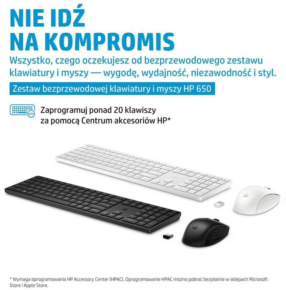 Klaviatūra HP 650 belaidės pelės ir klaviatūros rinkinys – juodas – JAV anglų k.