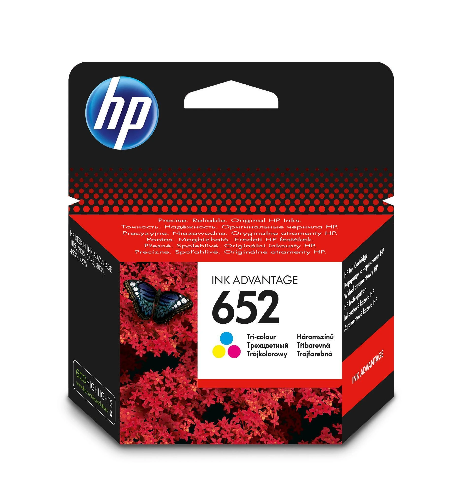 „Hewlett Packard“ (HP) HP 652 trijų spalvų originali rašalo kasetė „Ink Advantage“ (200 puslapių)