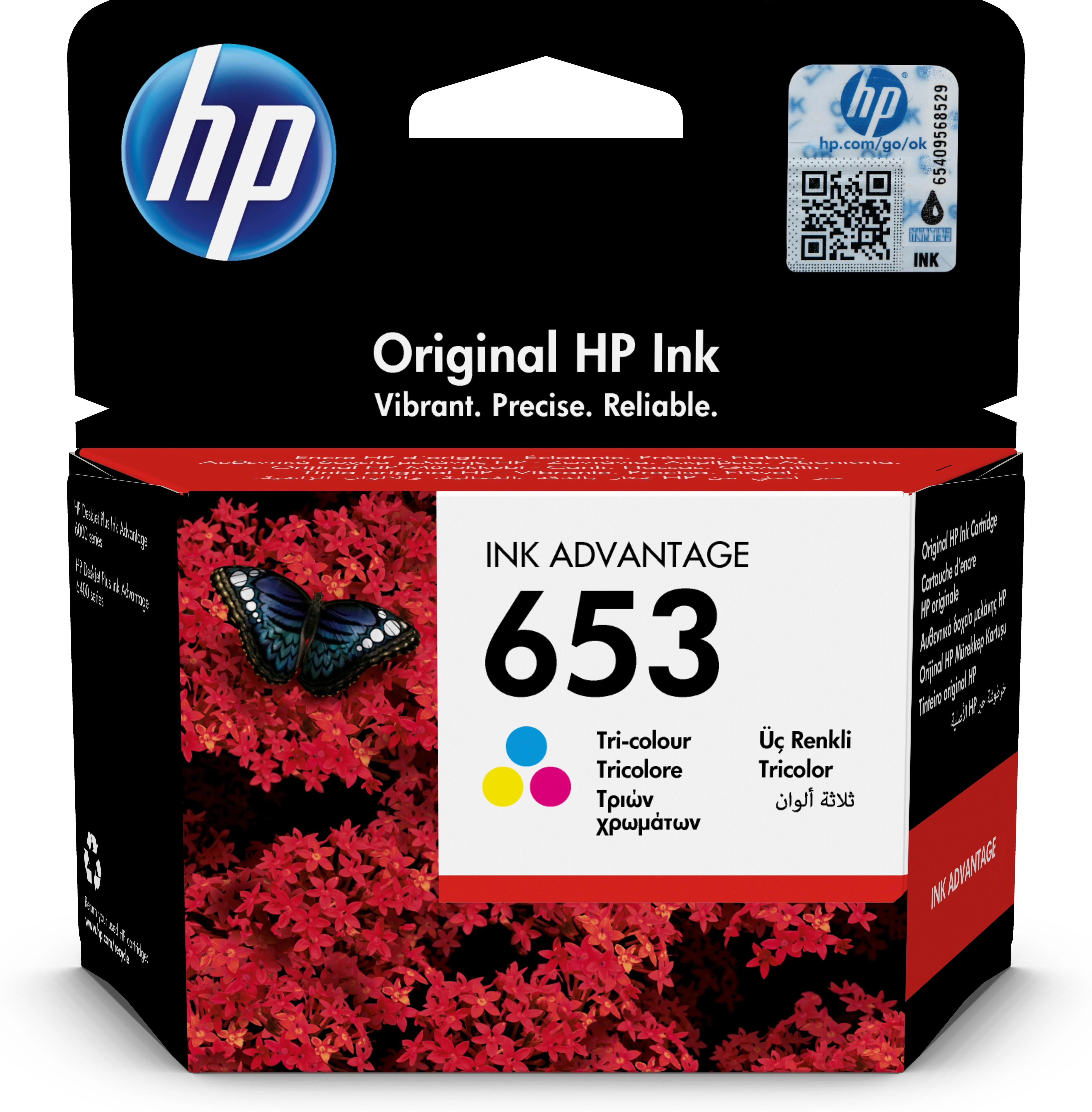 Rašalo Kasetė - HP 653 Standartinis Našumas Mėlyna, Purpurinė, Geltona