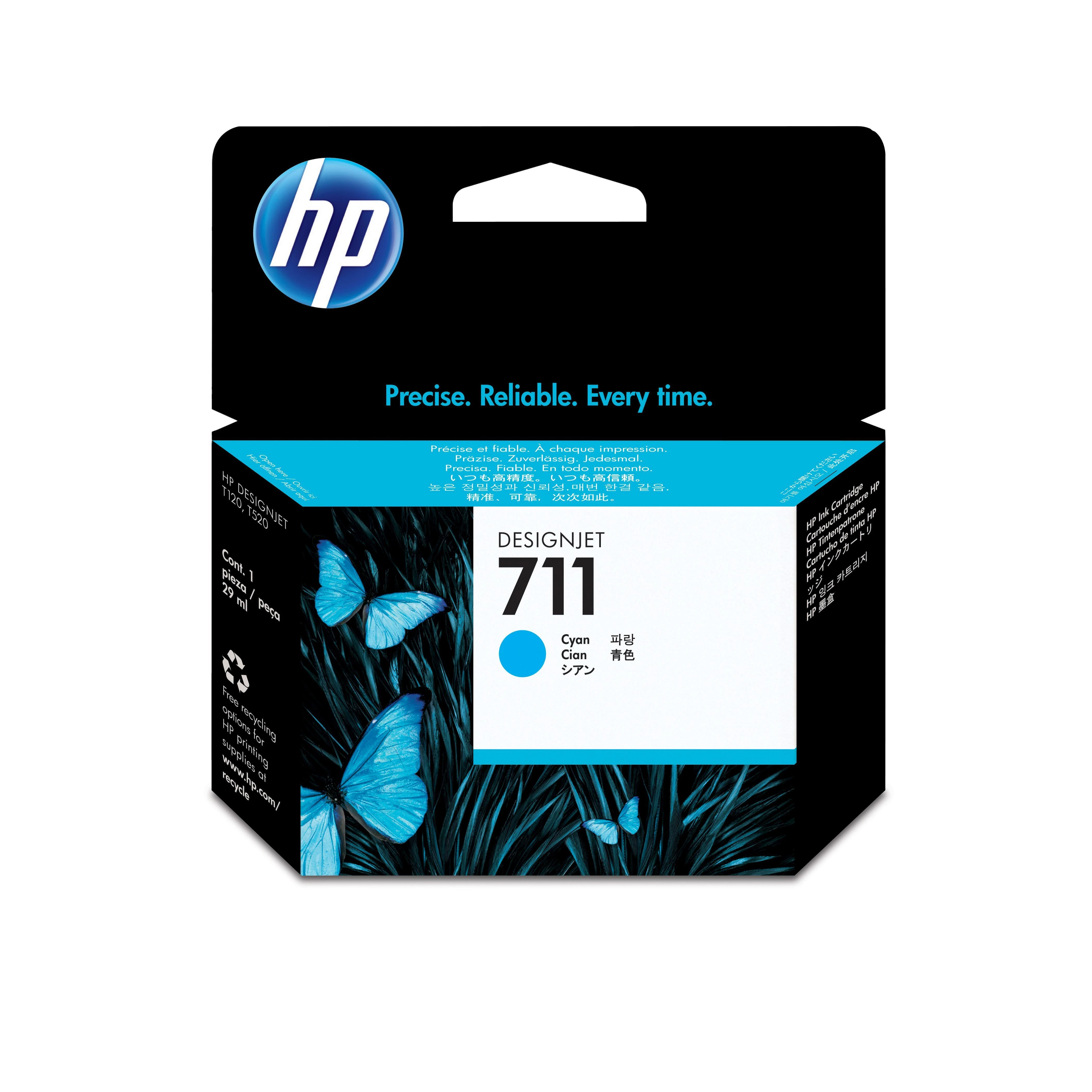 Hewlett Packard (HP) HP 711 Cyan Ink Cartridge 29ml, skirta HP DesignJet T120, T520