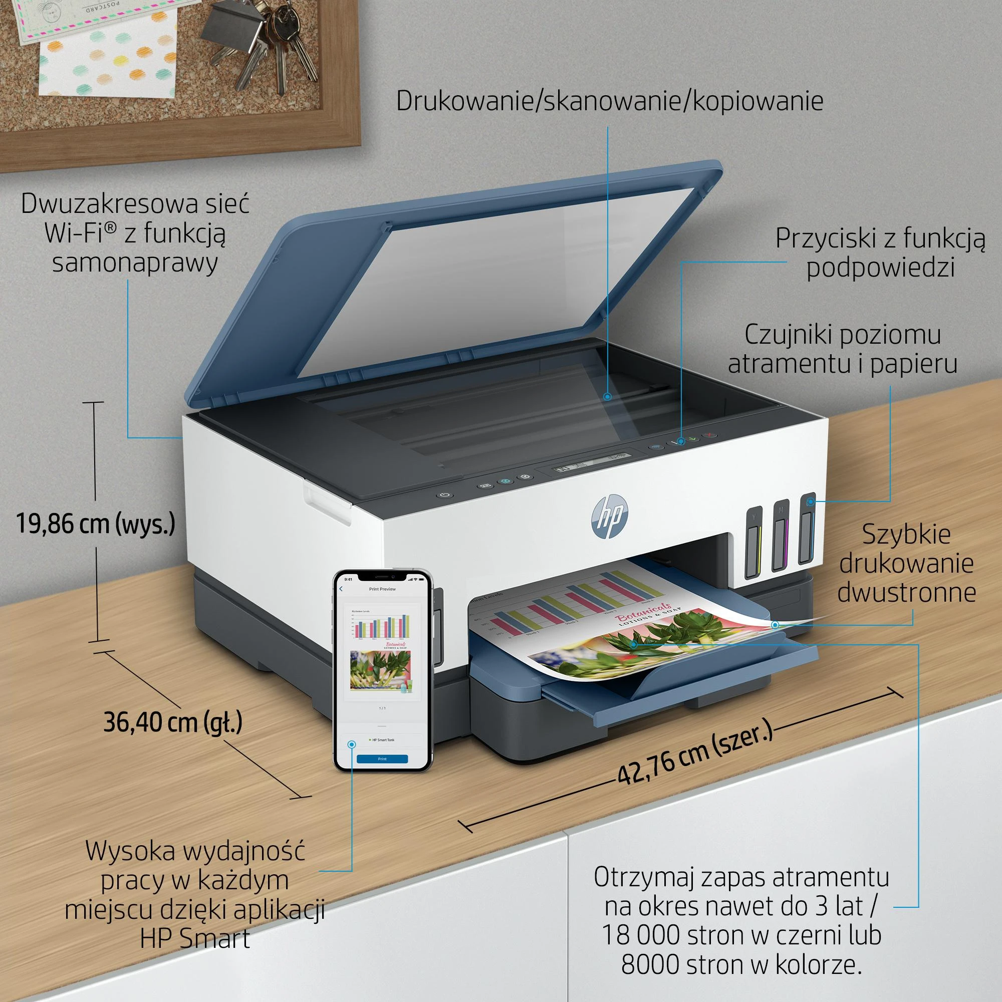 Daugiafunkcis Spausdintuvas - HP Smart Tank 725 A4 4800x1200 DPI 15ppm Wi-Fi