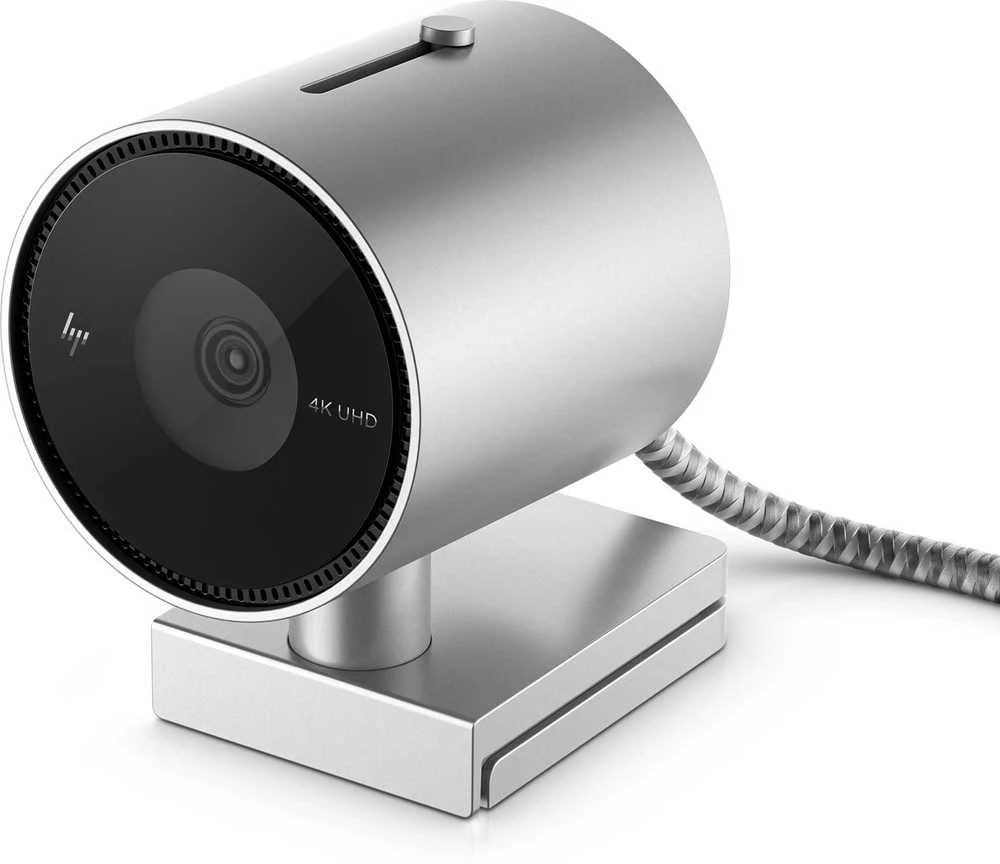 Hewlett Packard (HP) HP 950 4K UHD žiniatinklio kamera / USB / privatumas / automatinis fokusavimas, AI automatinis kadravimas / mikrofonas / Sidabrinis / 1 metai