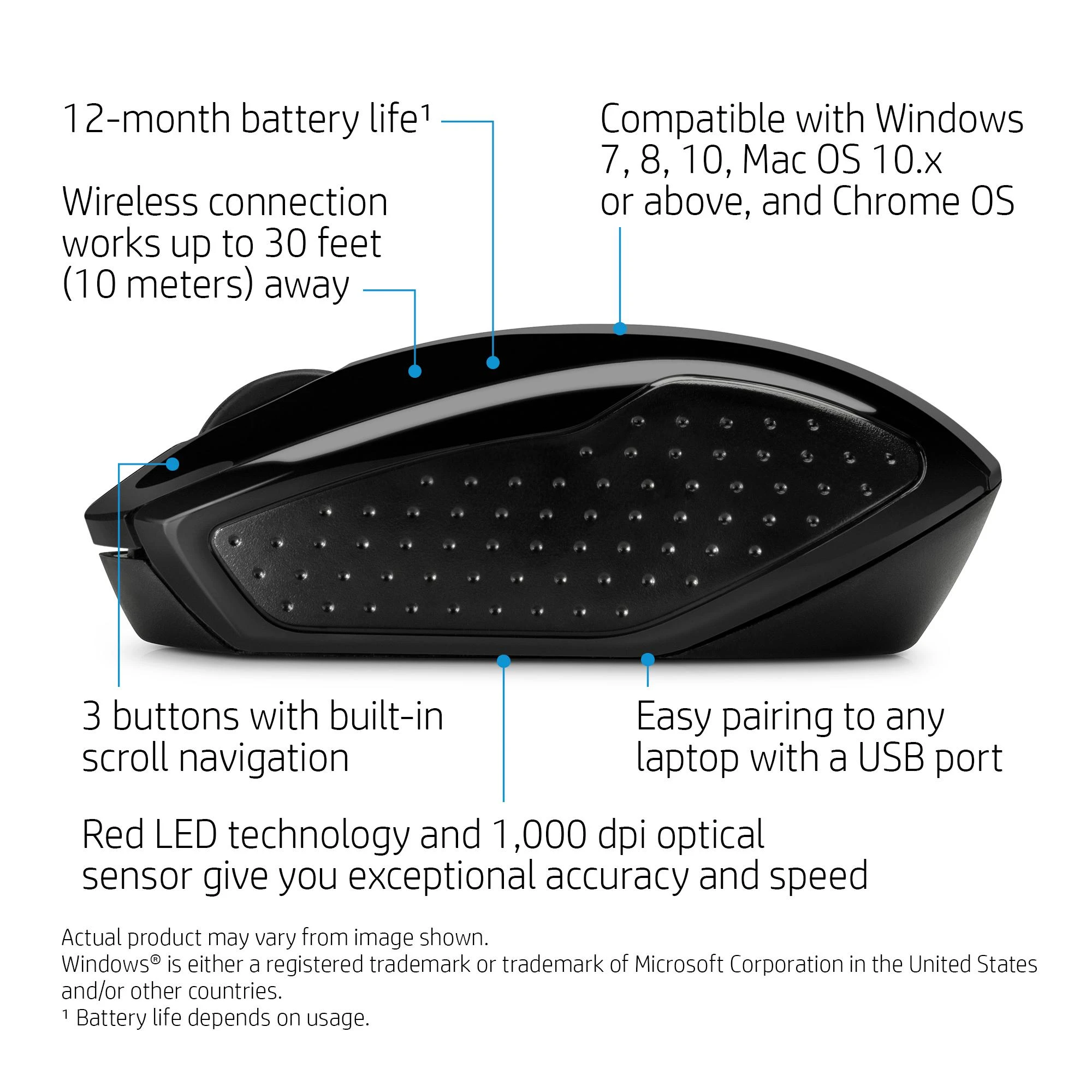 Hewlett Packard (HP) HP 200 Juodas Belaidė pelė