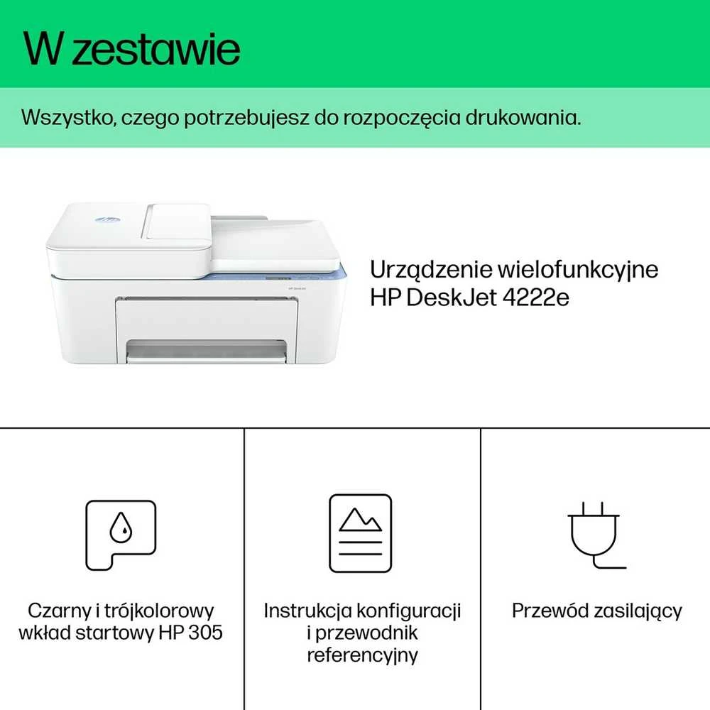 Daugiafunkcis Spausdintuvas - HP DeskJet 4222e Terminis Rašalinis 4800x1200 DPI Wi-Fi