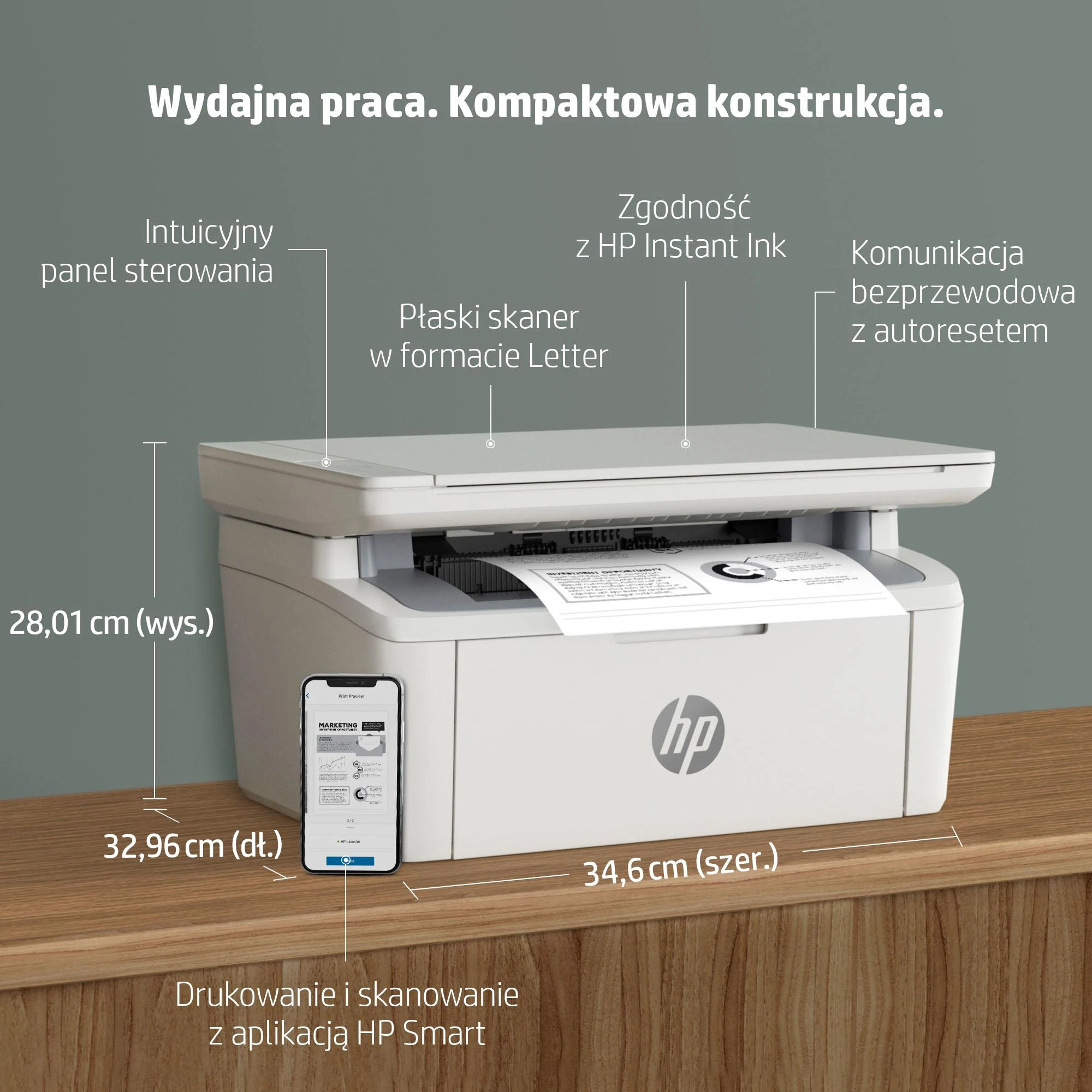 Daugiafunkcis lazerinis spausdintuvas HP LaserJet MFP M140w, spausdinimas / kopijavimas / skenavimas, nespalvotas, A4, 20 ppm, USB / Wi-Fi, baltas