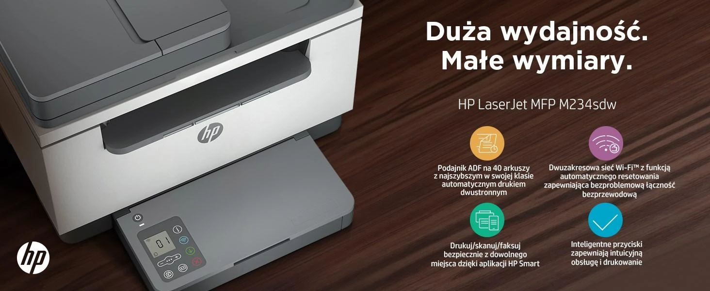 Daugiafunkcis lazerinis spausdintuvas HP LaserJet MFP M234sdw, spausdinimas / kopijavimas / skenavimas, nespalvotas, A4, 29 ppm, automatinis dvipusis, USB / LAN / Wi-Fi