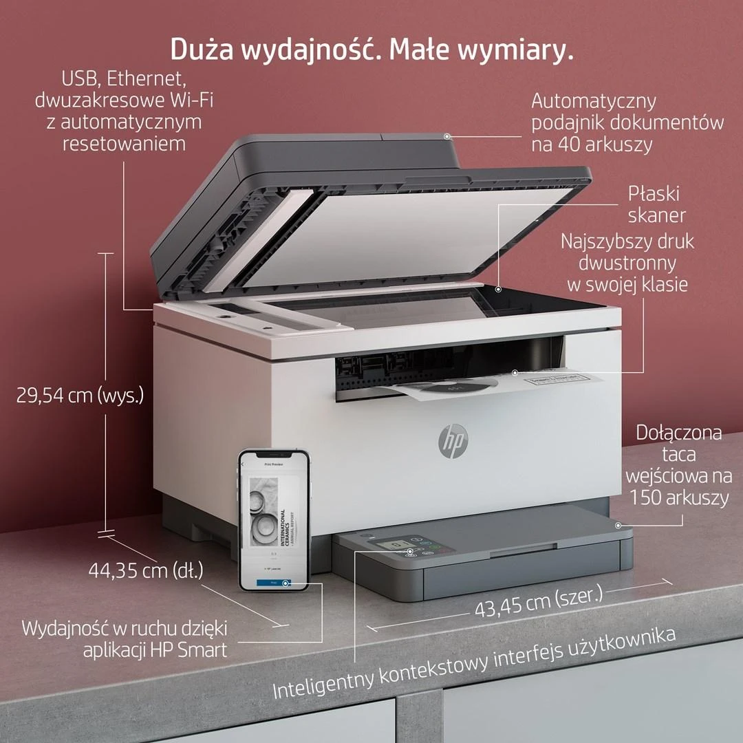 Daugiafunkcis lazerinis spausdintuvas HP LaserJet MFP M234sdw, spausdinimas / kopijavimas / skenavimas, nespalvotas, A4, 29 ppm, automatinis dvipusis, USB / LAN / Wi-Fi