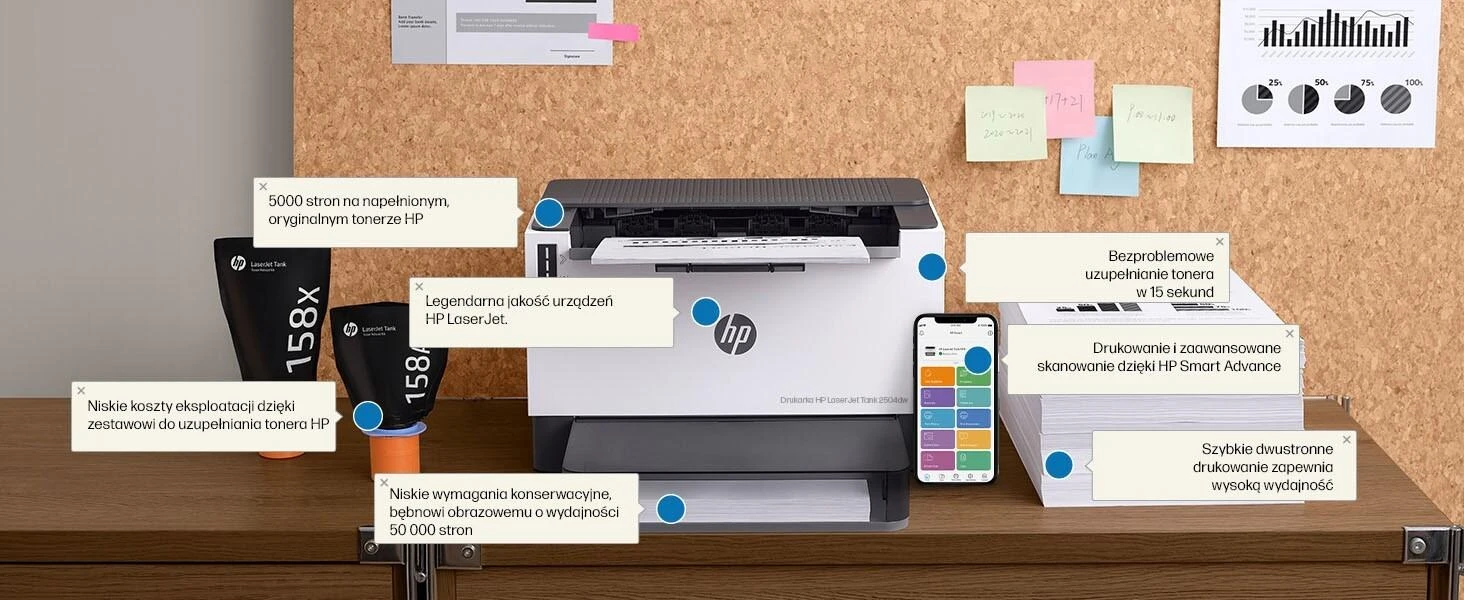 Hewlett Packard (HP) HP LaserJet Tank 2504dw Spausdintuvas - A4 Mono lazerinis, Print, Auto-Duplex, LAN, WiFi, 23ppm, 250-2500 pages per month (replaces Neverstop)