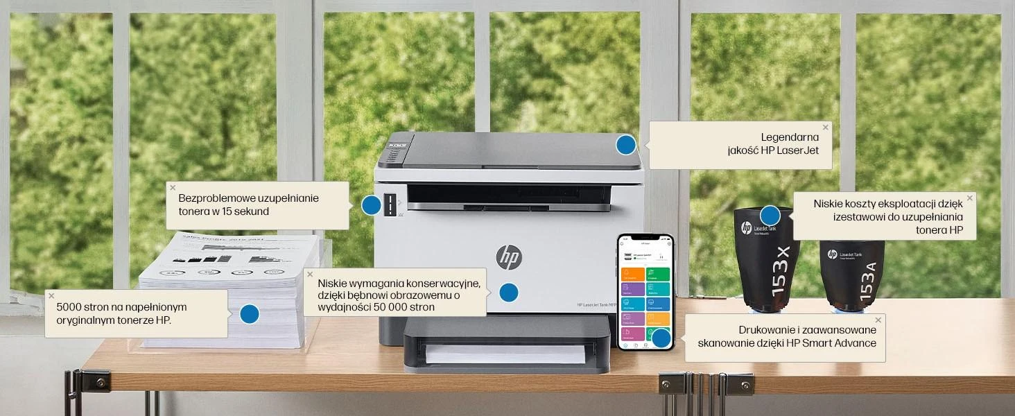 Hewlett Packard (HP) HP LaserJet Tank 1604w AIO All-in-One Spausdintuvas - A4 Mono lazerinis, Print/Copy/Scan, Wifi, 23ppm, 250-2500 pages per men (pakeičia Neverstop)