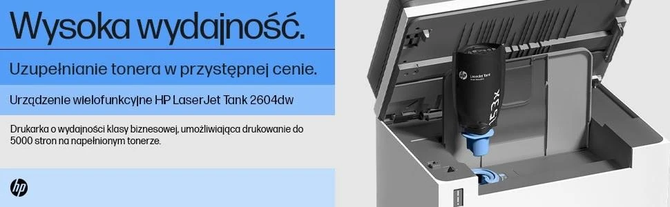 Hewlett Packard (HP) HP LaserJet Tank 2604dw AIO All-in-One Spausdintuvas - A4 Mono lazerinis, Spausdinti/Kopijuoti/Nuskaityti, Auto-Duplex, LAN, Wifi, 22 val., 250-2500 puslapių per mėnesį (pakeičia Neverstop)