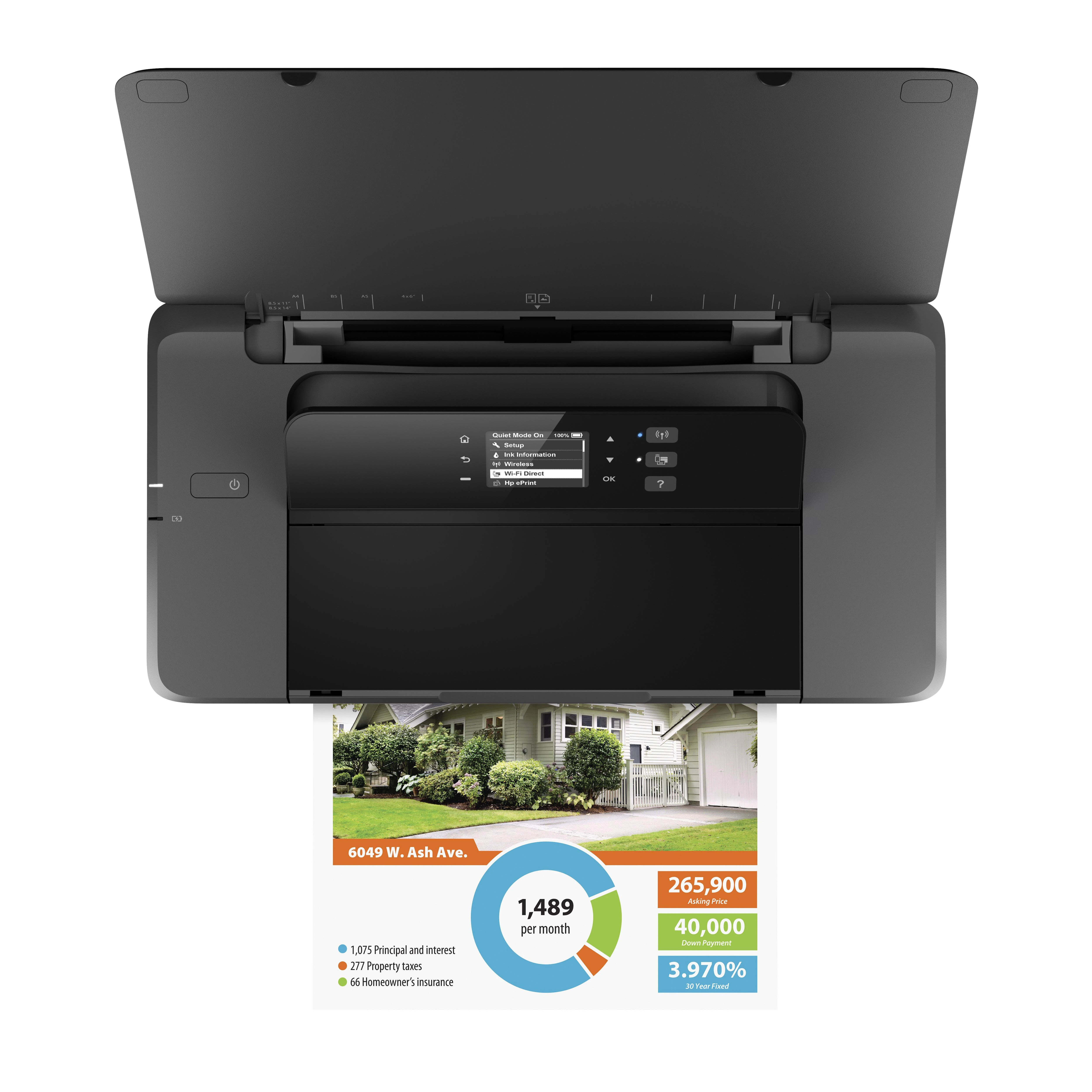 Hewlett Packard (HP) HP Officejet 200 Mobile Spausdintuvas spalvotas rašalinis A4 1200x1200 dpi 20 psl./min. nespalvotas 19 psl./min. spalvotas 50 lapų USB Wi-Fi