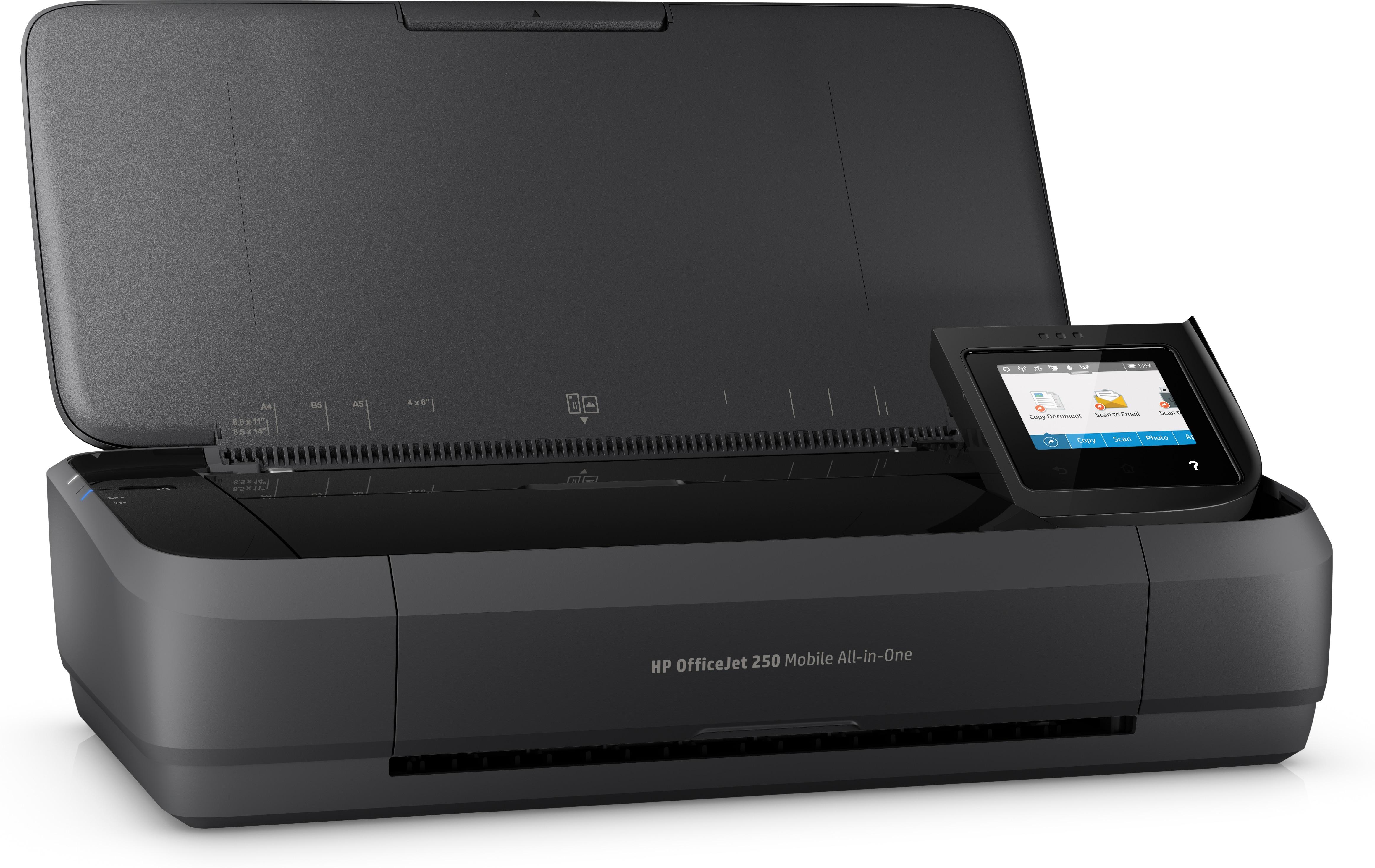 Hewlett Packard (HP) „HP Officejet 250“ mobilusis daugiafunkcis daugiafunkcis spalvotas rašalinis spausdintuvas, A4, 8 psl./min., kopijavimas, 10 psl./min., spausdinimas, 50 lapų, USB, „Wi-Fi“