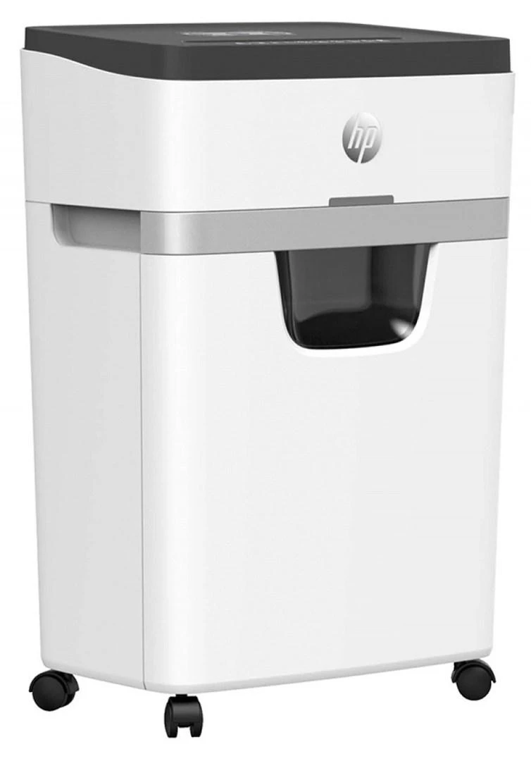 Hewlett Packard (HP) HP ONESHRED 12MC dokumentų smulkintuvas, mikropjovimas, P-5, 12 kortelių, 25l, šviesiai pilkas