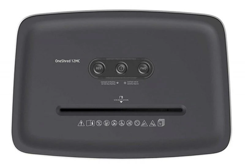Hewlett Packard (HP) HP ONESHRED 12MC dokumentų smulkintuvas, mikropjovimas, P-5, 12 kortelių, 25l, šviesiai pilkas