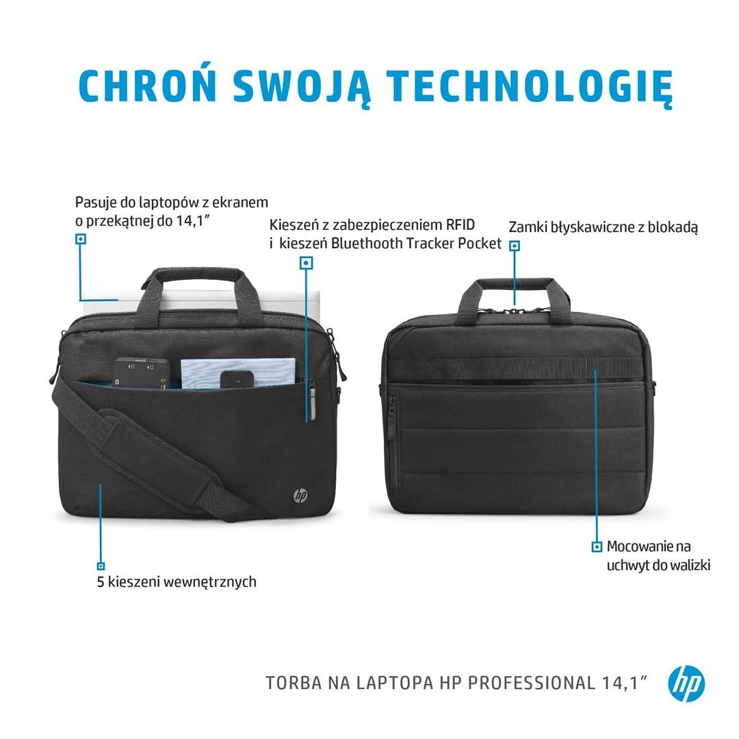 Hewlett Packard (HP) HP Professional 14.1-inch Nešiojamas kompiuteris Bag 14.1" Messenger case Juodas