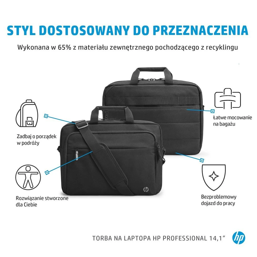 Hewlett Packard (HP) HP Professional 14.1-inch Nešiojamas kompiuteris Bag 14.1" Messenger case Juodas