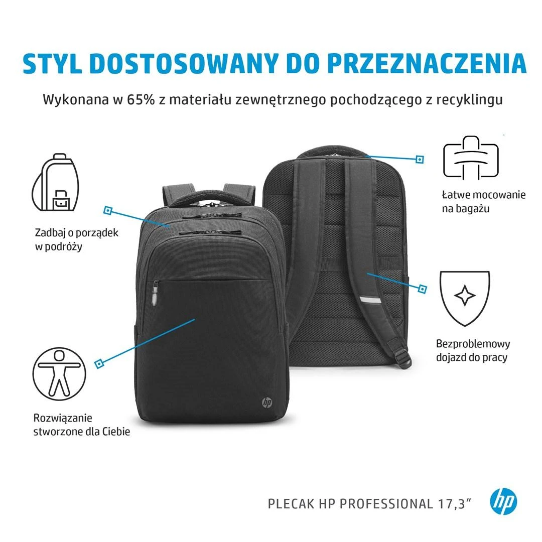 Hewlett Packard (HP) HP Professional 17.3 kuprinė su RFID/Bluetooth sekiklio kišene – juoda