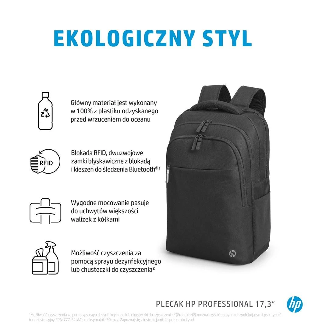 Hewlett Packard (HP) HP Professional 17.3 kuprinė su RFID/Bluetooth sekiklio kišene – juoda