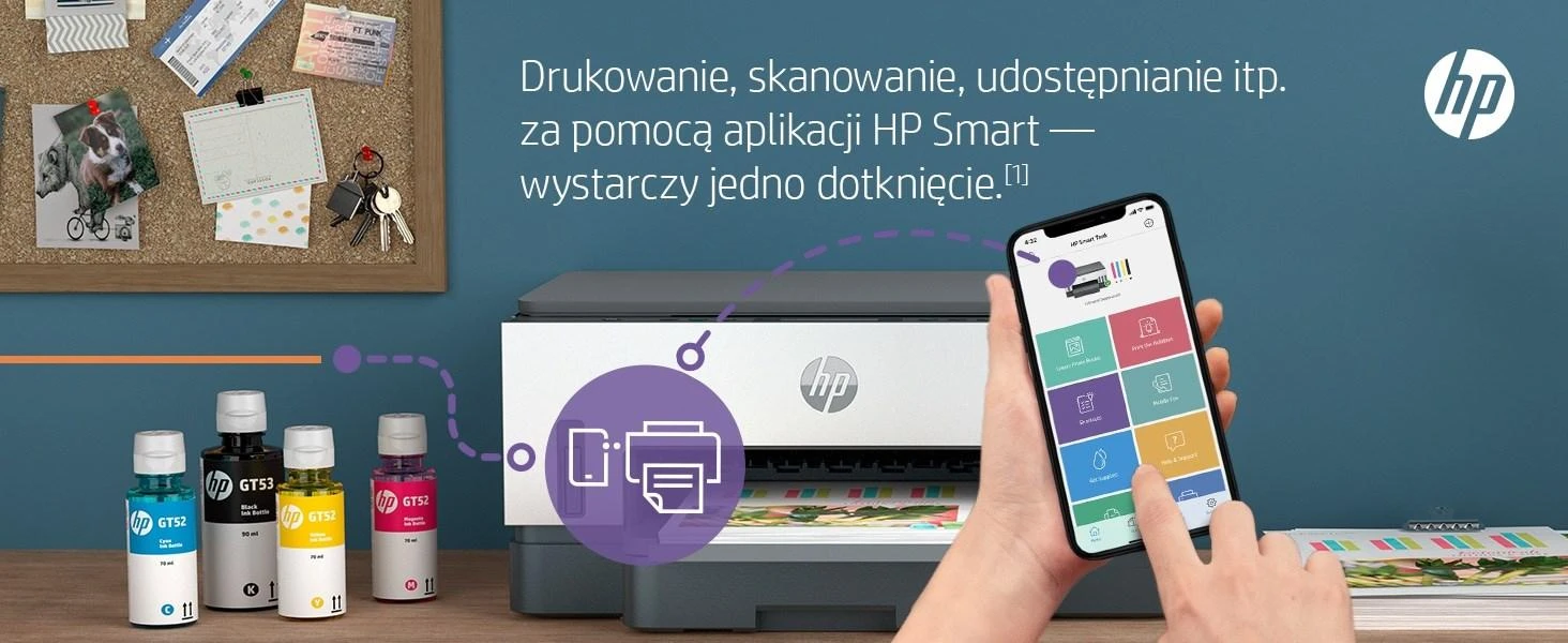 Hewlett Packard (HP) HP Smart Tank 720 AIO daugiafunkcis spausdintuvas Spausdintuvas - A4 spalvotas rašalinis, spausdinimas / kopijavimas / nuskaitymas, automatinis dvipusis spausdinimas, WiFi, 15 psl./min., 400–800 puslapių per mėnesį
