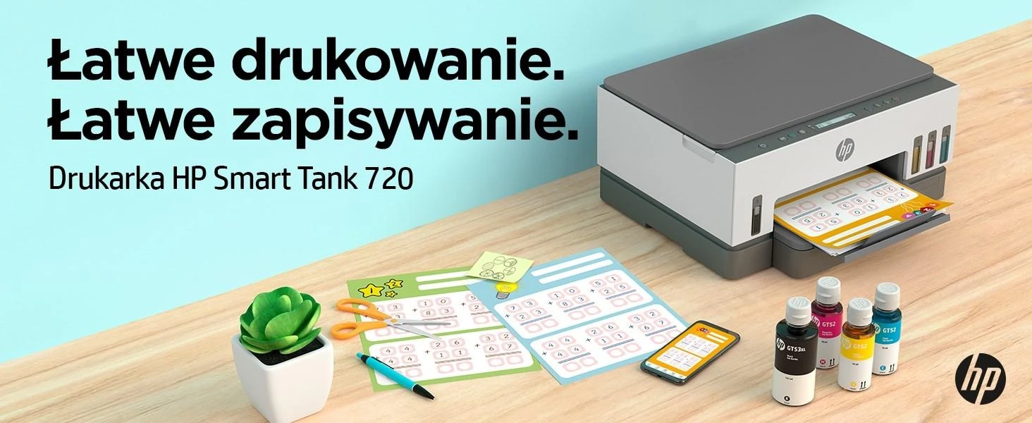 Hewlett Packard (HP) HP Smart Tank 720 AIO daugiafunkcis spausdintuvas Spausdintuvas - A4 spalvotas rašalinis, spausdinimas / kopijavimas / nuskaitymas, automatinis dvipusis spausdinimas, WiFi, 15 psl./min., 400–800 puslapių per mėnesį
