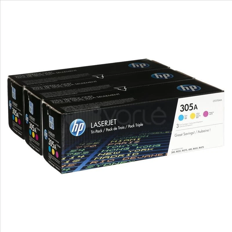 Hewlett Packard (HP) HP 305A LJ Pro 400/300, Color M351/M375/M475/M451 series C,M,Y rinkinys (kiekvienas 2 600 puslapių)