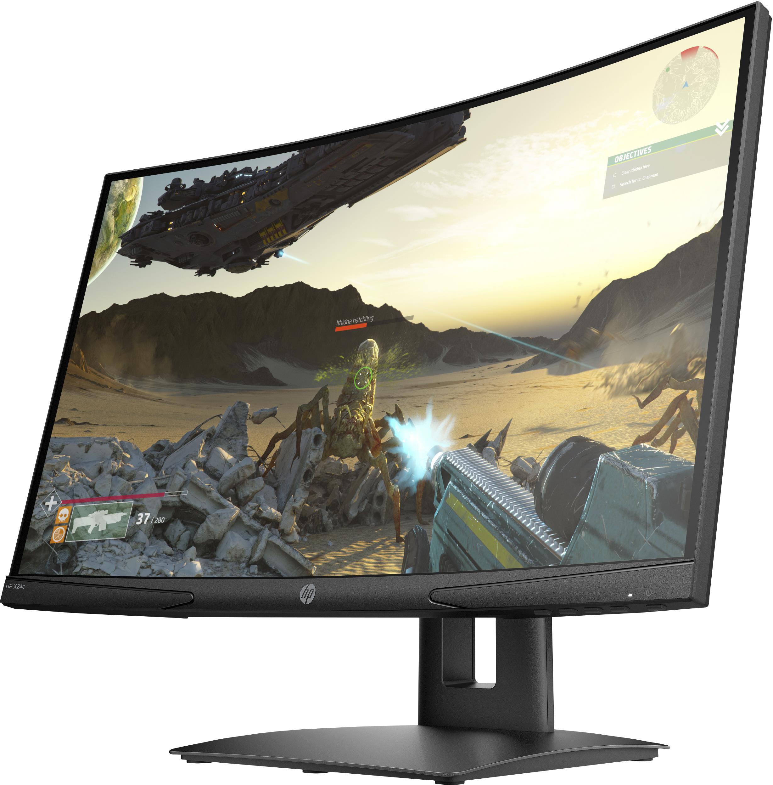 HP X24c Curved FHD Gaming Monitorius / AG / 300cd / 4ms / HDMI / DP / HA,  tilt / c:Juodas | Varle.lt