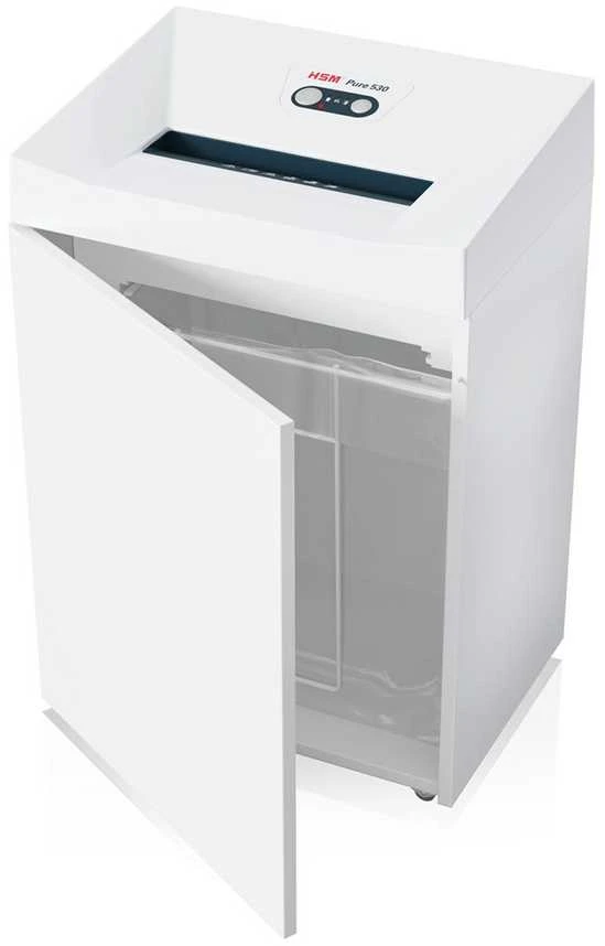 HSM Pure 530 dokumentų smulkintuvas su atidaryta talpykla
