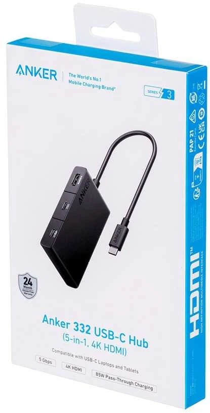 Anker 332 Wired USB 3.2 Gen 1 (3.1 Gen 1) Type-C Juodas