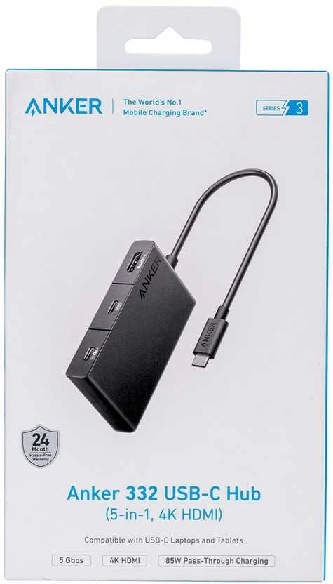 Anker 332 Wired USB 3.2 Gen 1 (3.1 Gen 1) Type-C Juodas