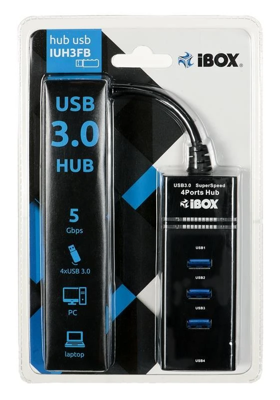 IBOX IUH3FB HUB I-BOX USB 3.0 Juodas 4-PORTS