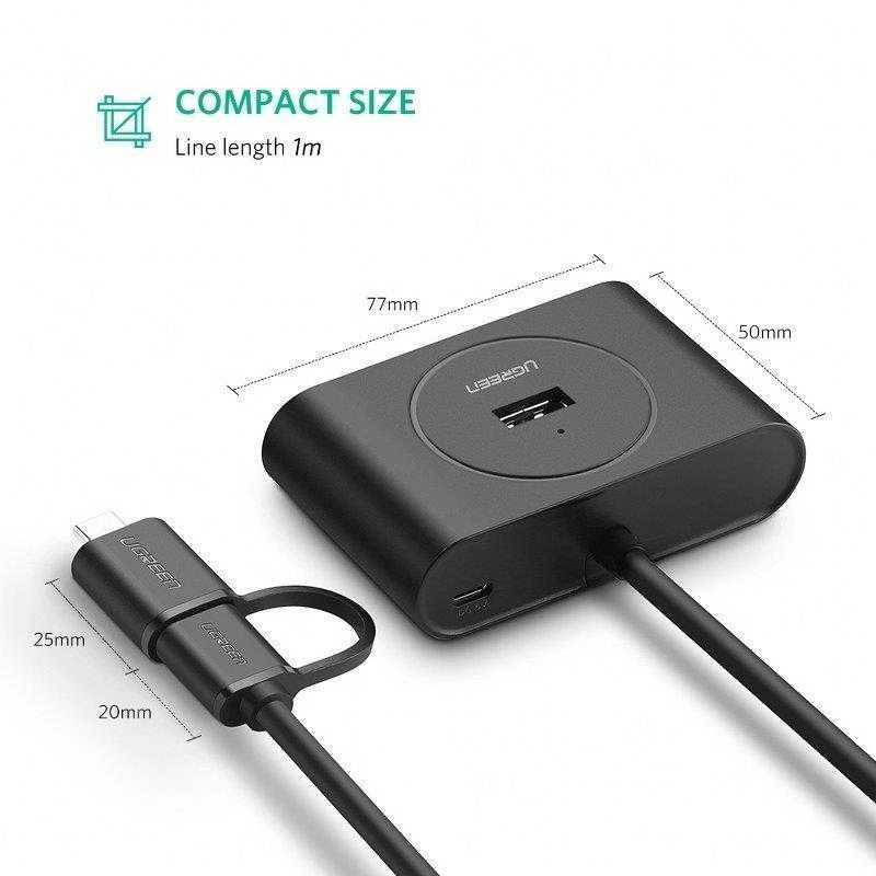 UGREEN HUB USB 3.0 + USB-C 3.1 4 portų OTG