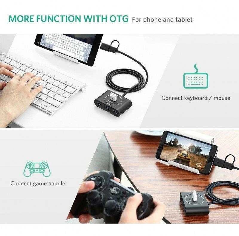 UGREEN HUB USB 3.0 + USB-C 3.1 4 portų OTG
