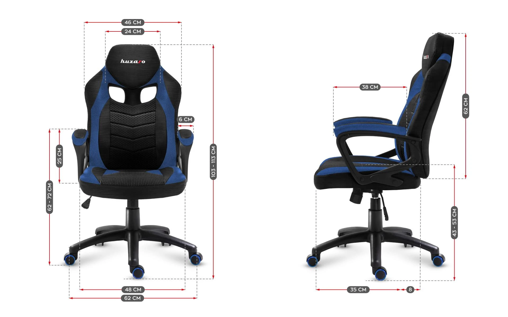 Žaidimų kėdė Huzaro Force 2.5 Mesh, Mėlynos spalvos