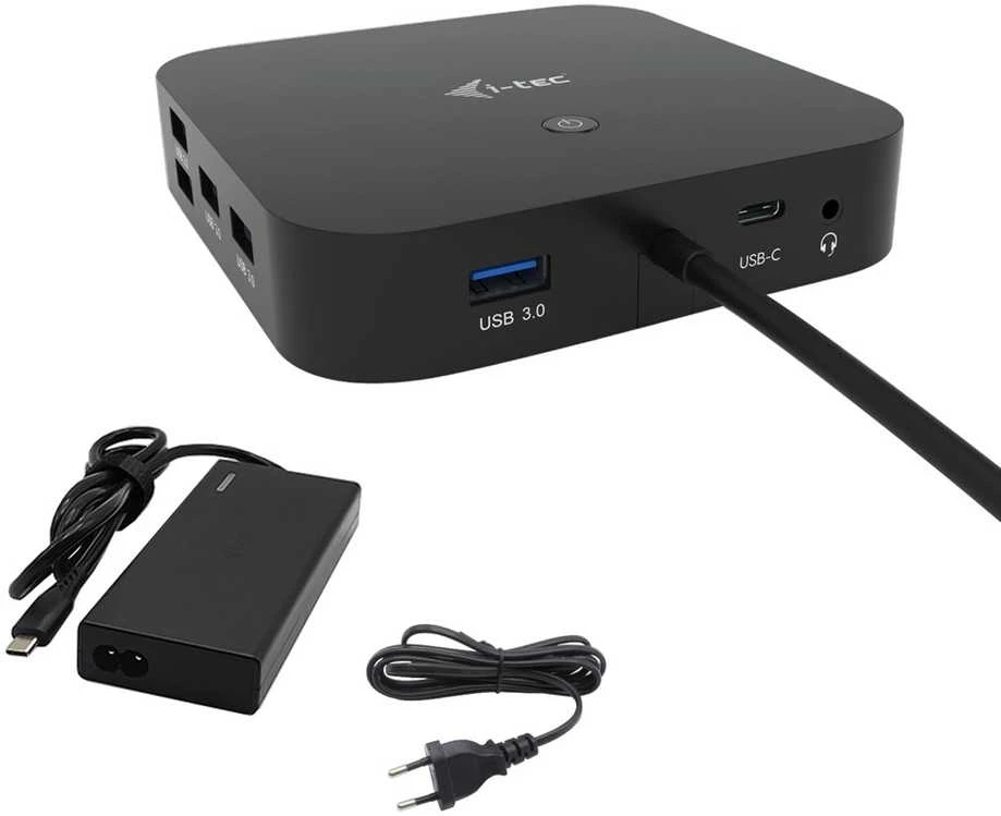 I-TEC USB-C Dual Ekranas MST DS 1x DP 1x HDMI 1x GLAN 3x USB 3.0 2xUSB 2.0 1xUSB-C-Datei 1xGarso / mikrofono lizdas 1x65W USB-C PD + įkroviklis 77W