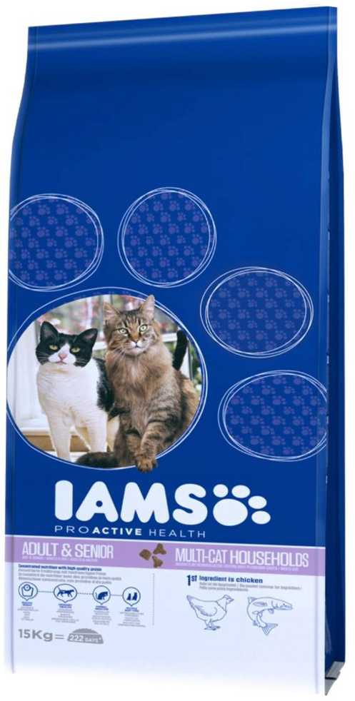 Iams Adult Cat Multicat 15 kg su lašiša ir vištiena 15kg