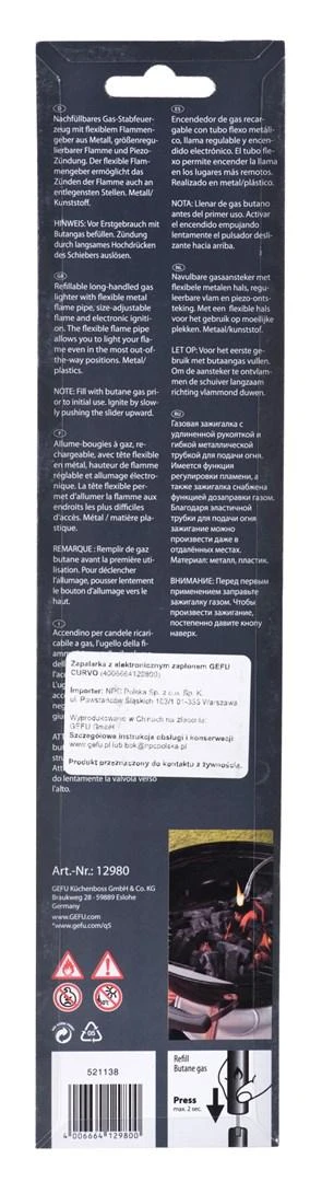 Gefu žiebtuvėlis su CURVO Gefu elektroniniu uždegimu