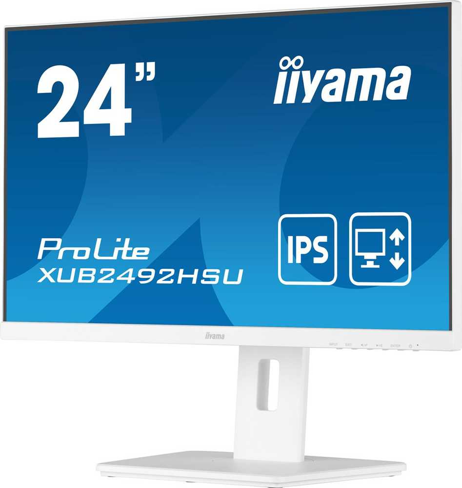 Monitorius Iiyama ProLite PROLITE XUB2492HSU-W5 - 1920 x 1080 FHD - 16:9 - 1000:1 - 250 cd/m² - 4 ms - 1 x DisplayPort (digital), 1 x HDMI (digital), 1 x VGA (analogue) - Baltas