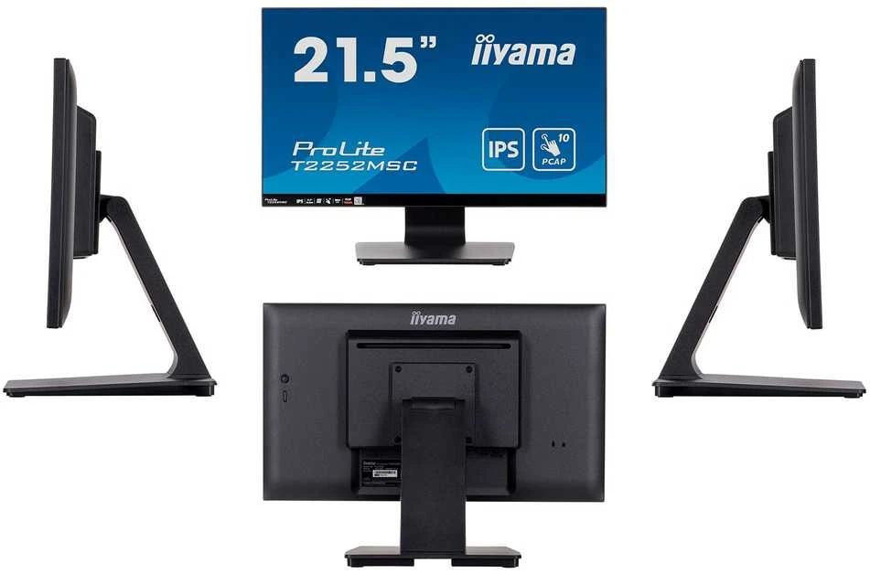 Iiyama 21,5 colių PCAP 10pt jutiklinio ekrano monitorius su IPS skydelio technologija, nuo krašto iki krašto stiklo ir pirštų atspaudų apsaugančia danga