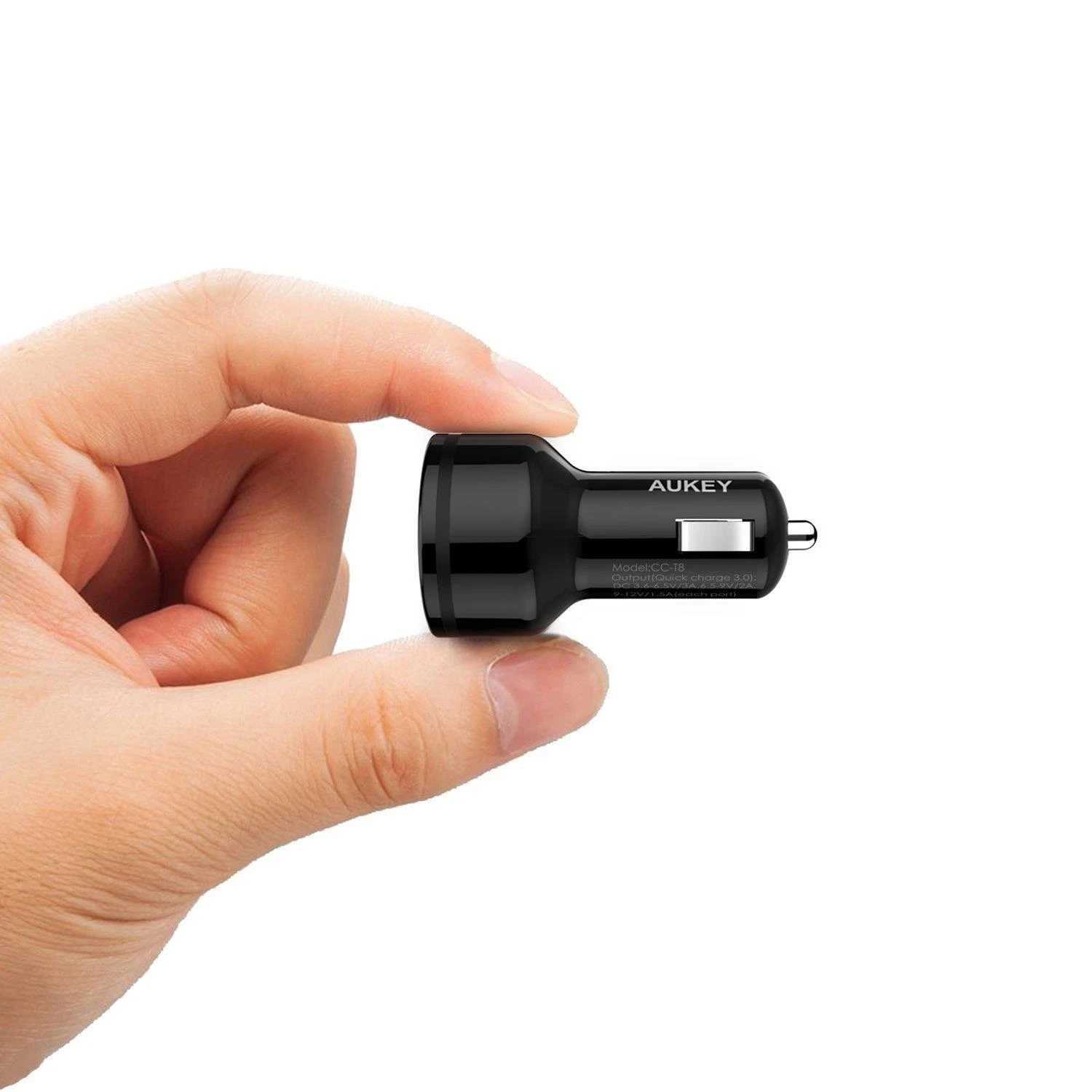 Aukey automobilinis įkroviklis 1.2 prievado (USB A tipo) su greito įkrovimo funkcija 3.0 CC-T8 Juodas