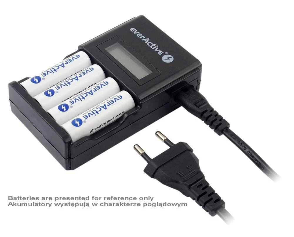 everActive automatinis AA/AAA elementų įkroviklis su LCD ekranu NC-450 Juodas