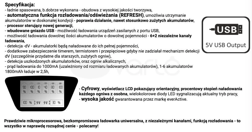 everActive universalus 4 etapų AA AAA C D 9V elementų įkroviklis NC-900U