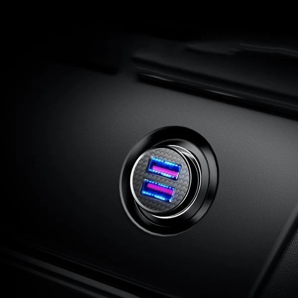 Baseus Circular automobilinis įkroviklis 2xUSB QC3.0 5A 30W - Juodas