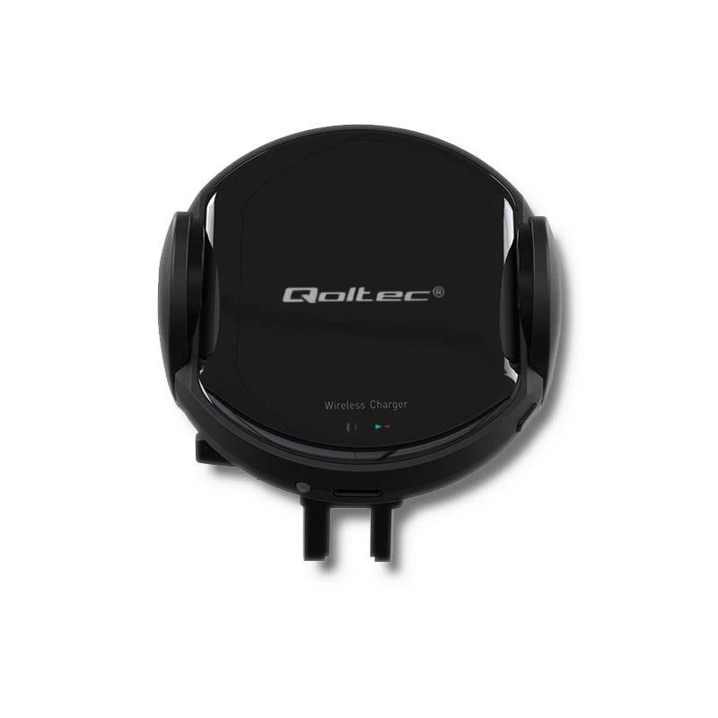 QOLTEC 51219 Indukcinis automobilinis įkroviklis Pro su automobiliniu laikikliu iR 15W QC3.0 USB C