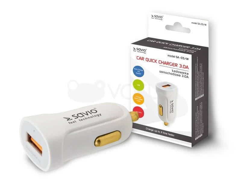 Aut.įkrov.Savio SA-05 Baltas 1xUSB