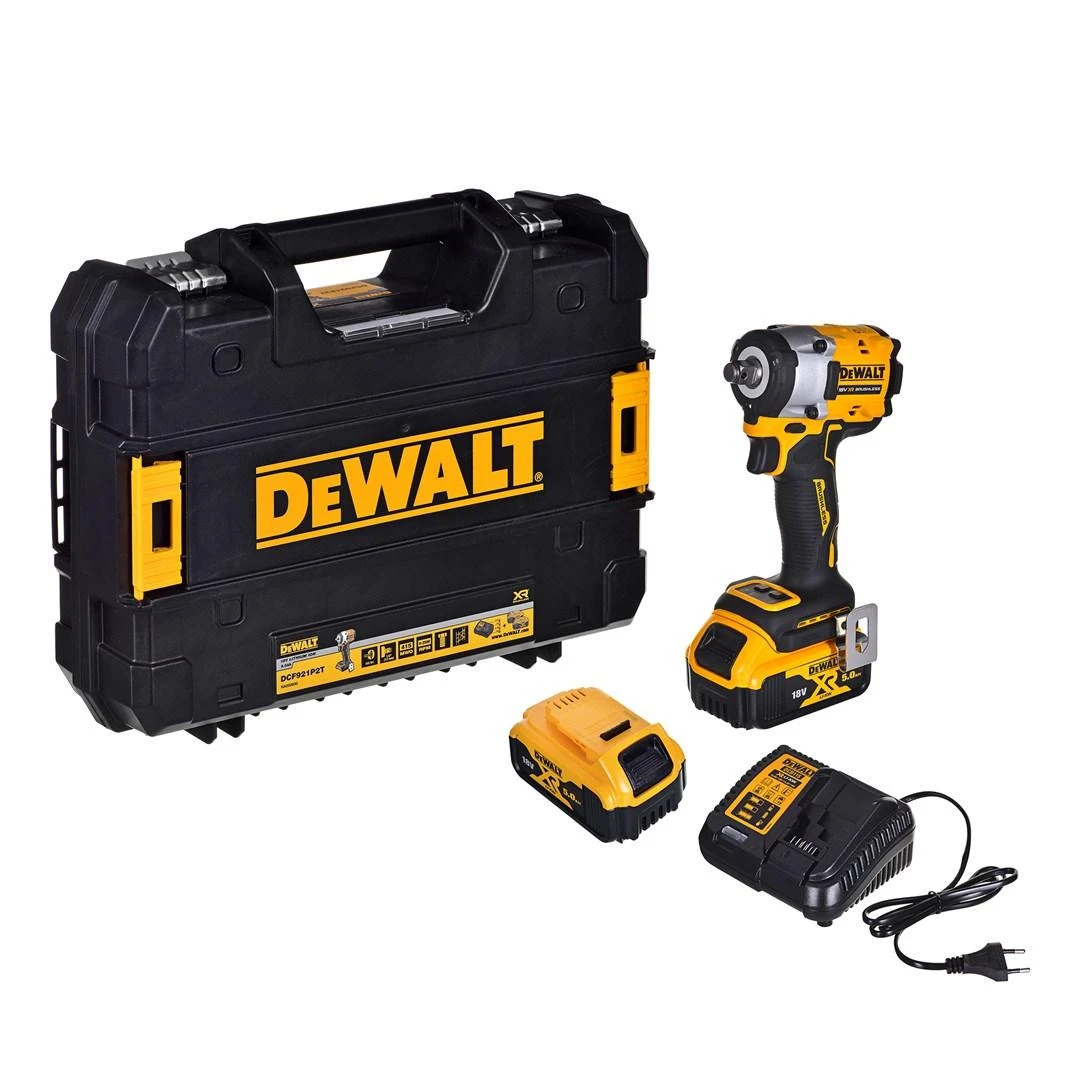 Smūginis veržliasukis DeWalt DCF921P2T-QW; 18 V; 2x5,0 Ah akum.