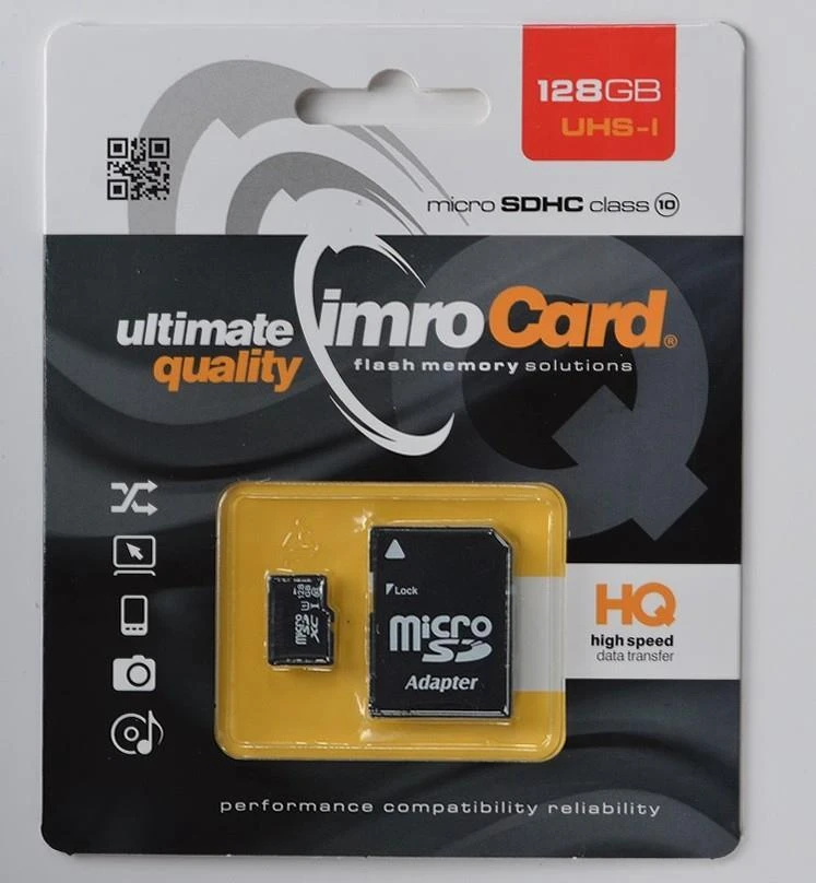 Atminties kortelė Kortelės rinkinio atmintis IMRO 10/128G UHS-I ADP (128 GB, U1 klasė, + adapteris)