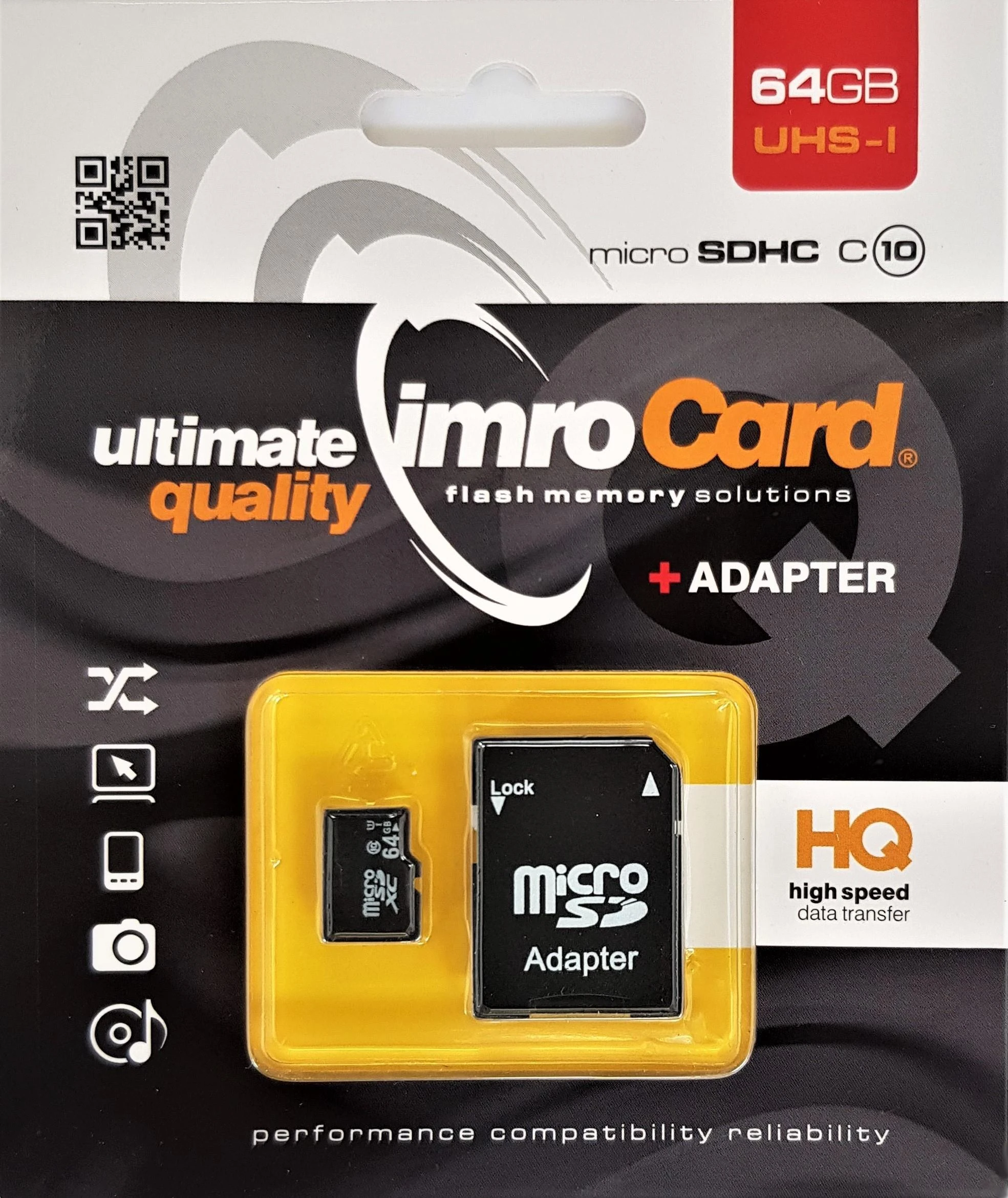 IMRO atminties kortelė Micro SD 64GB 100MB/s class 10 UHS I su adapteriu SD