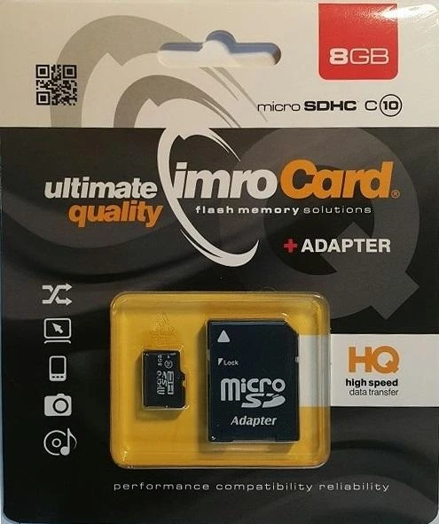 Imro atminties kortelė 8GB Micro SDHC cl. 10 + adapteris