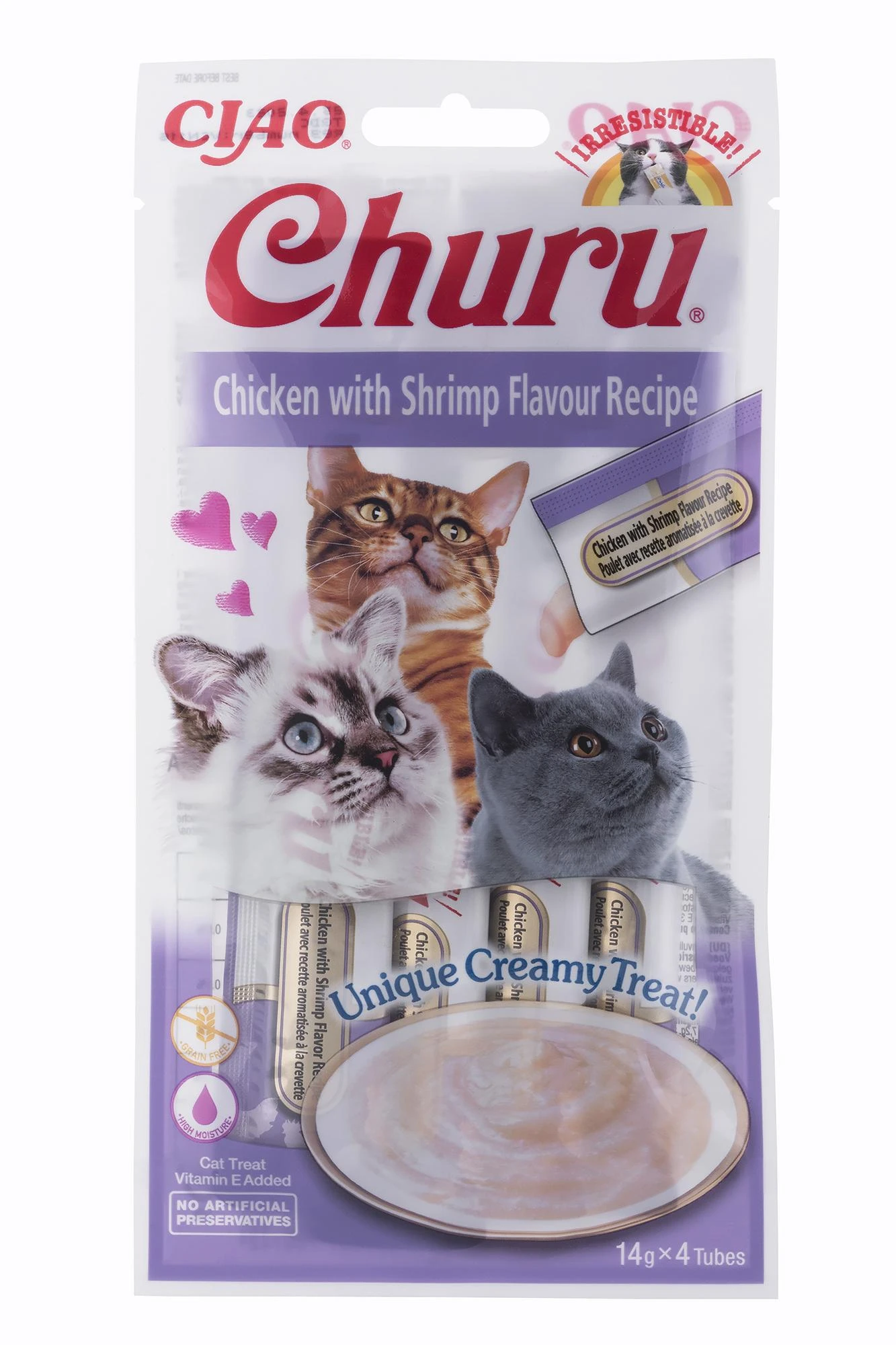 Kačių Skanėstai - Inaba Churu Vištiena Ir Krevetės, 4x14 g